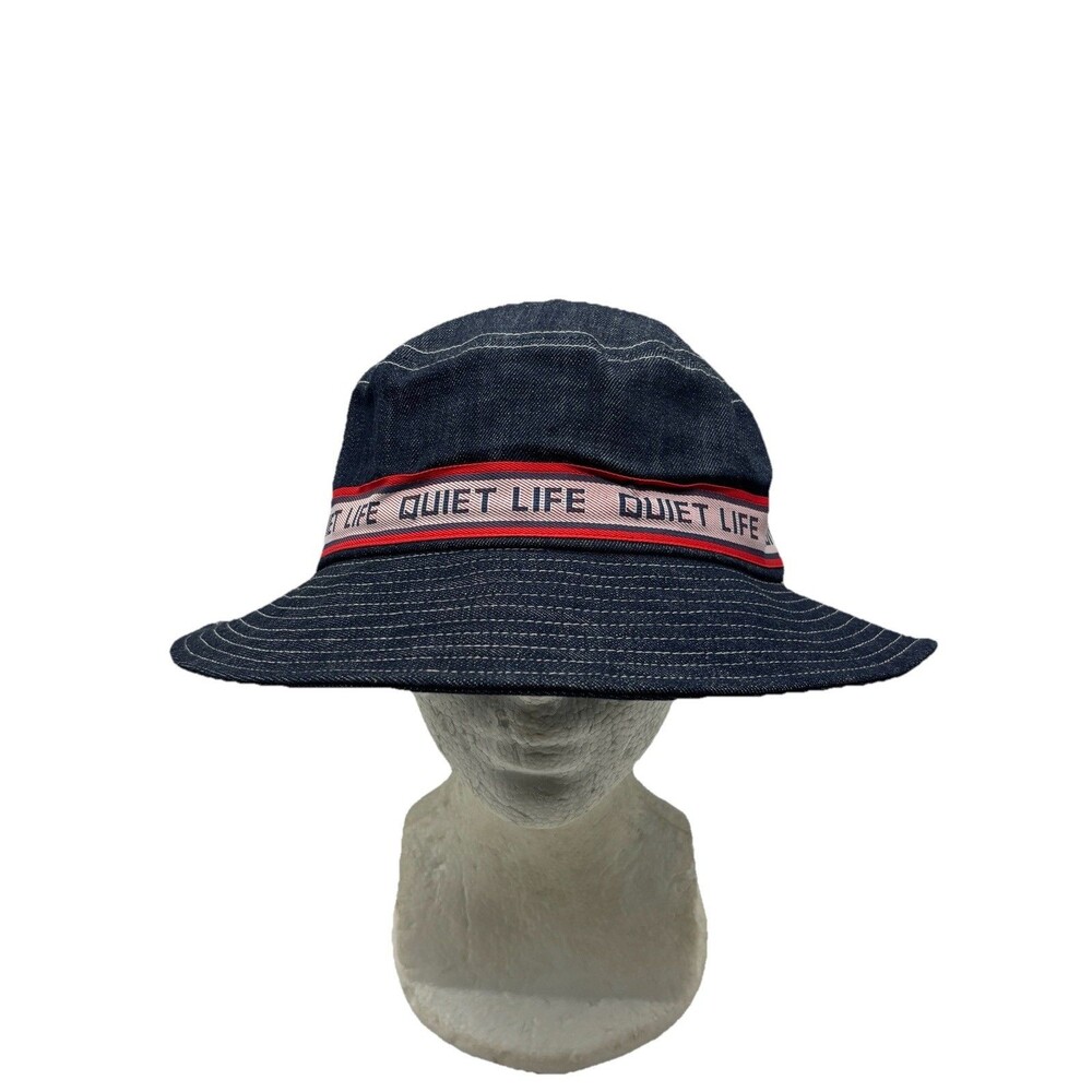 The Quiet Life Denim Bucket Hat Dark Wash Blue Cotton Script Logo Cap OSFM LA